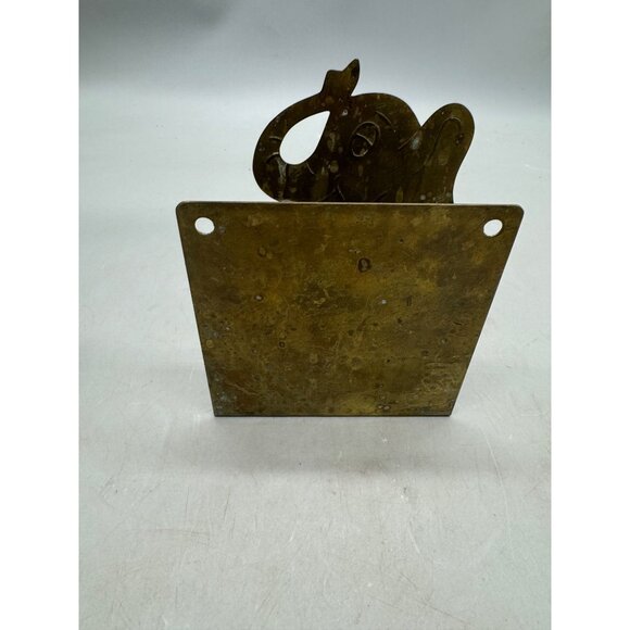 Vintage Brass Elephant-Shaped Bookend Napkin holder Shelf READ - Picture 5 of 6